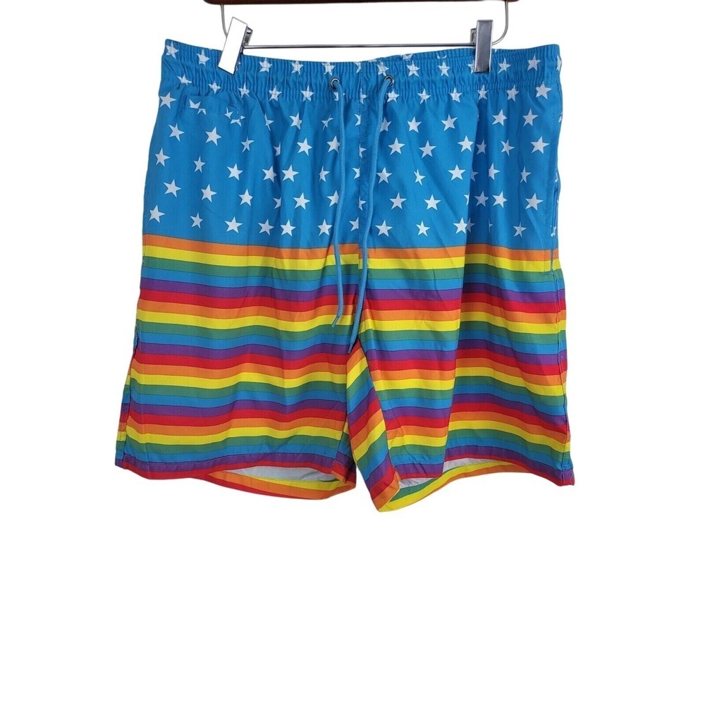Free Planet Swim Trunks XL Mens Mesh Lined Multicolor Pockets Swim Bottoms‎